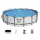 Kit Piscine hors sol tubulaire BESTWAY Steel Pro Max- 457 x 107 cm - Ronde (Avec pompe de filtration, échelle + bâche)