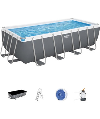 BESTWAY Piscine hors sol Power Steel 488 x 244 x 122 cm, filtre a sable, bâche, échelle, diffuseur Chemconnect