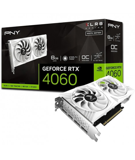 PNY - Carte graphique - GeForce RTX 4060 8GB XLR8 Gaming VERTO Overclocked Dual Fan Edition DLSS 3