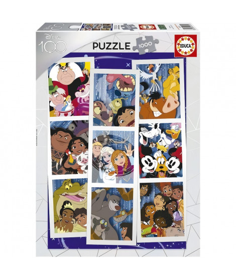 Puzzle 1000 pieces COLLAGE DISNEY 100 - Marque EDUCA - Dimensions 68 x 48 cm