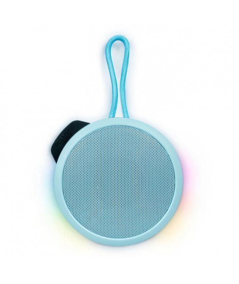 BIGBEN Party - Enceinte Bluetooth ronde avec dragonne et effets lumineux - 15W - Bleu Pastel