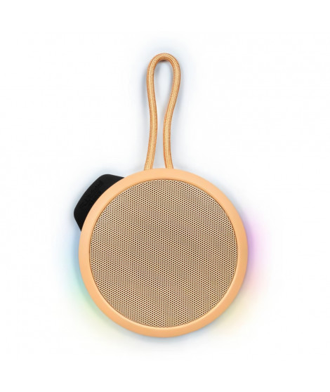 BIGBEN Party - Enceinte Bluetooth ronde avec dragonne et effets lumineux - 15W - Orange Pastel