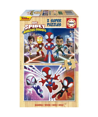 SPIDEY & HIS AMAZING FRIENDS - 2 puzzles en bois