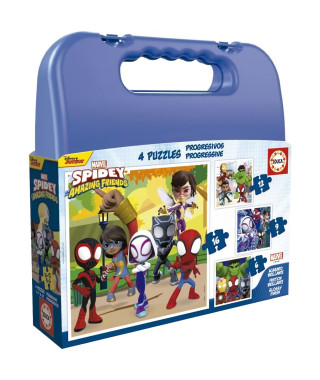 SPIDEY & HIS AMAZING FRIENDS - Malette de 4 puzzles progressifs