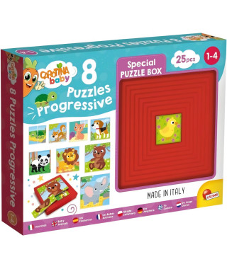 8 puzzles progressifs - Carotina Baby - les Bébés Animaux - avec support auto correctif - LISCIANI