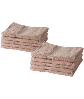 TODAY Essential - Lot de 10 serviettes de toilette 50x90 cm 100% Coton coloris rose