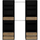 Dressing - COMBI - Noir/Chene rustique - 2 penderies - 6 tiroirs - Grande capacité de rangement
