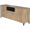 Buffet LINEAS - Mélaminé chene - 2 portes + 2 tiroirs + 1 niche - L180 x P44 x H75 cm