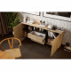 Buffet LINEAS - Mélaminé chene - 2 portes + 2 tiroirs + 1 niche - L180 x P44 x H75 cm