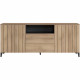 Buffet LINEAS - Mélaminé chene - 2 portes + 2 tiroirs + 1 niche - L180 x P44 x H75 cm