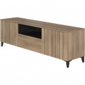 Meuble TV LINEAS - Mélaminé chene - 2 portes + 1 tiroir + 1 niche - L180 x P44 x H55 cm