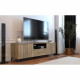 Meuble TV LINEAS - Mélaminé chene - 2 portes + 1 tiroir + 1 niche - L180 x P44 x H55 cm