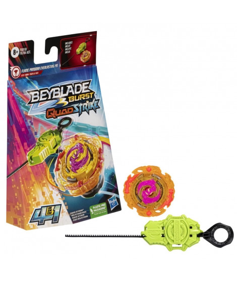 Beyblade Burst QuadStrike, Starter Pack avec toupie de compétition Flame Pandora Everlasting P8 et lanceur