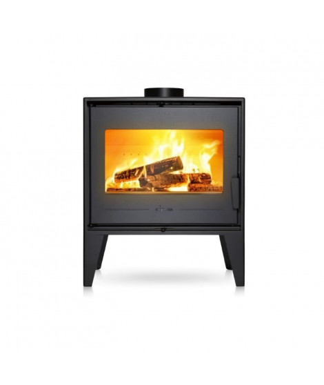 Poele a bois en acier INVICTA Euros - Puissance optimale: 8 kW - Max: 10 kW - Bûches 52 cm, Raccordable, Ecodesign