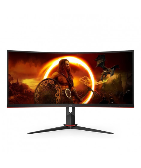 Ecran PC  Gamer - AOC - CU34G2X/BK - 34 VA Incurvé UWQHD 1ms 144Hz HDMI DisplayPort USB Pivot Réglable en hauteur Freesync