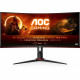 Ecran PC  Gamer - AOC - CU34G2X/BK - 34 VA Incurvé UWQHD 1ms 144Hz HDMI DisplayPort USB Pivot Réglable en hauteur Freesync