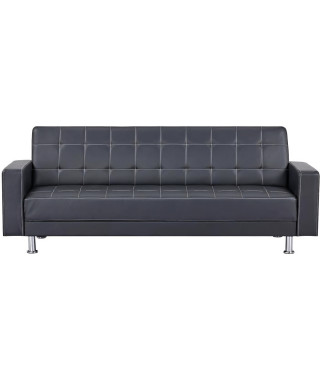 Canapé Droit Clic clac convertible 3 places IVANA - PU Noir - Style contemporain - L 208 x P 86 x H 80 cm