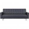 Canapé Droit Clic clac convertible 3 places IVANA - PU Noir - Style contemporain - L 208 x P 86 x H 80 cm