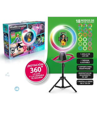 Kit de création vidéo avec rotation 360° et anneau lumineux LED multicolore - Canal Toys