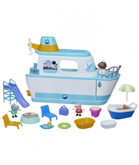 Figurine - PEPPA PIG - Le bateau de croisiere - Coffret de jeu a étages avec 17 pieces - Jouets préscolaires