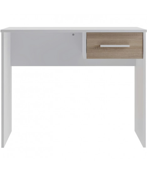 Bureau Petit Tiroir - Décor blanc et chene -  L 90 x P 50 x H 74 cm