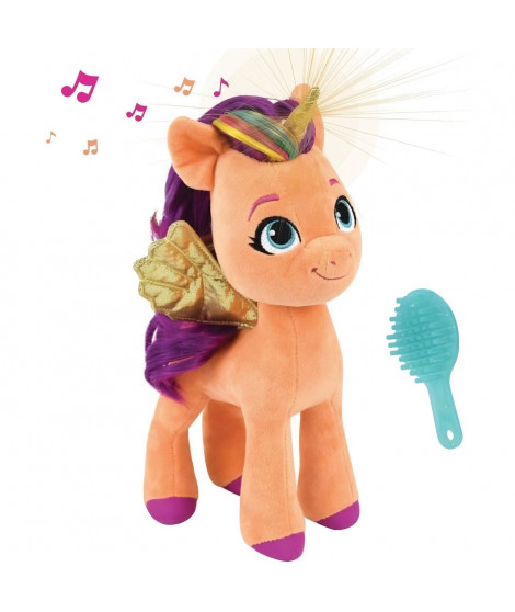 Jemini my little pony peluche sunny sonore et lumineuse +/- 25 cm avec sa brosse