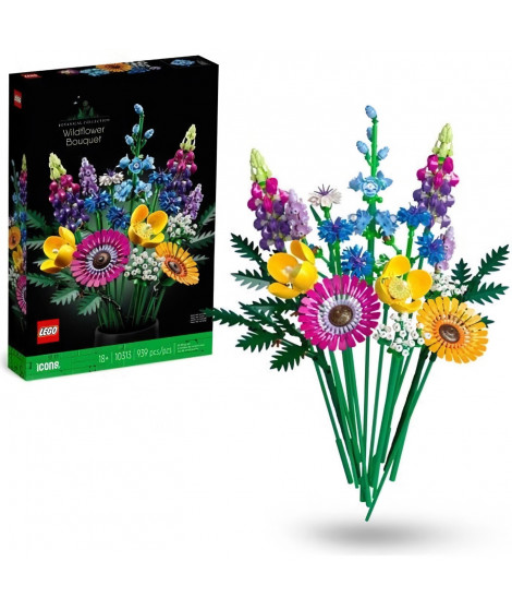 LEGO Icons 10313 Bouquet de Fleurs Sauvages, Plantes Artificielles avec Coquelicots, pour Adultes