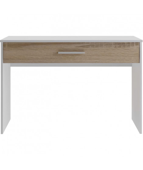 Bureau Grand  Tiroir - Décor blanc et chene -  L 110 x P 56 x H 81,5 cm