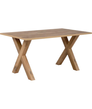 Table a manger seule MANZANO - Rectangulaire - Décor Chene Flagstaff - 8 personnes - L160 x H75 x P90 cm