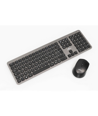 Ensemble clavier et souris - BLUESTORK - Pack Easy Slim - Sans fil - Gris métal