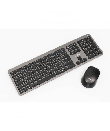 Ensemble clavier et souris - BLUESTORK - Pack Easy Slim - Sans fil - Gris métal