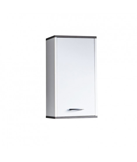 CALIFORNIA Armoire de toilette salle de bain 1 porte - L32 x P21 x H60 cm - Mélaminé Blanc et Anthracite