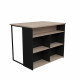 Îlot central BRUNCH - Décor chene et noir - 5 espaces de rangement - Modulable - L 109,4 x P 79,7 x H 89,8 cm