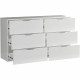 Commode BASIX 6 tiroirs - L 139 x P 40 x H 80 cm - Mélaminé Blanc mat