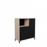 Buffet Cuisine Factory - Décor chene et noir - 2 portes + 1 tiroir -  L 100 x P 43,3 x H 116 cm