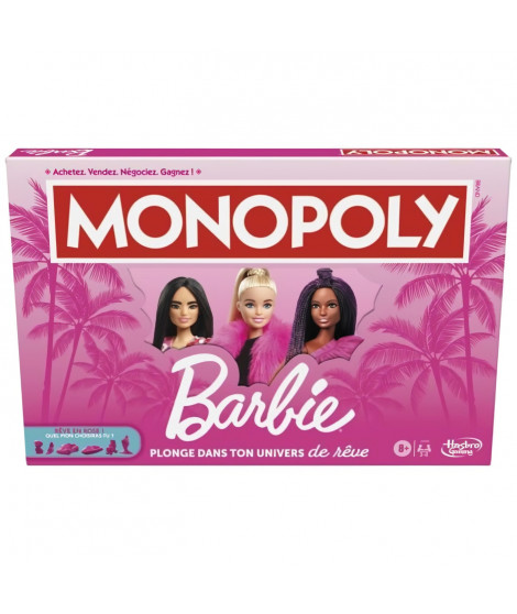 Monopoly : édition Barbie, jeu de plateau pour 2 a 6 joueurs, jeux pour la famille, a partir de 8 ans