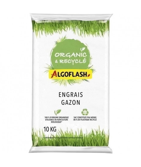 Engrais Gazon 100% Végétal - ALGOFLASH NATURASOL NATURASOL - Organic et Recyclé - 10kg