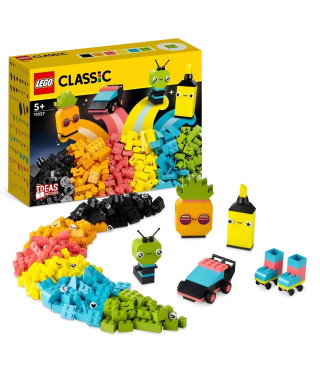 LEGO Classic 11027 L'Amusement Créatif Fluo, Jouet Briques, avec Voiture et Alien