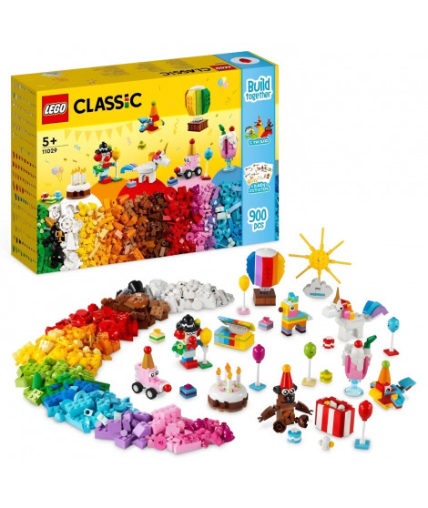 LEGO Classic 11029 Boîte de Fete Créative avec 12 Mini Jouets en Briques : Licorne, Clown