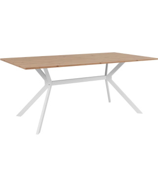 Table a manger - Onex 81A -180 x 75 x 90 cm - Coloris chene artisant / blanc - Pieds métal, plateau mélaminé