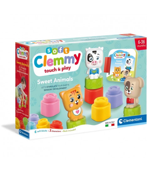 Clementoni - Cubes & Animaux Soft Clemmy - 6 cubes + 3 personnages + Livre