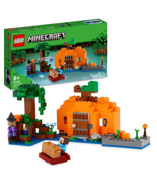 LEGO Minecraft 21248 La Ferme Citrouille, Jouet de Maison avec Figurines Steve et Sorciere