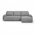 Canapé d'angle droit convertible MILO 4 places - Tissu gris - Coffre de rangement - Densité 220gr/m² - L 264 x H 84 x P 99/14…