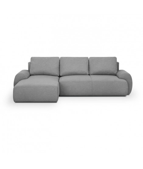 Canapé d'angle gauche convertible MILO 4 places - Tissu gris - Coffre de rangement - Densité 220gr/m² - L 264 x H 84 x P 99/1…