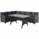 Salon de jardin MILOS 5 personnes - Canapé d'angle gauche + Table repas en résine tressée - L 238 x P 180 x H 76 cm - Noir