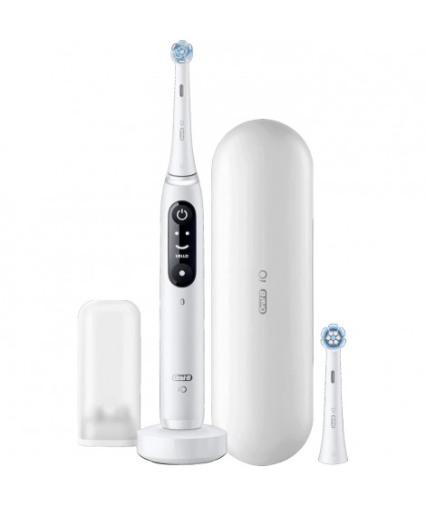 Brosse a dents électrique Oral-B iO 7N - Blanche - connectée Bluetooth, 2 Brossettes, 1 Étui De Voyage