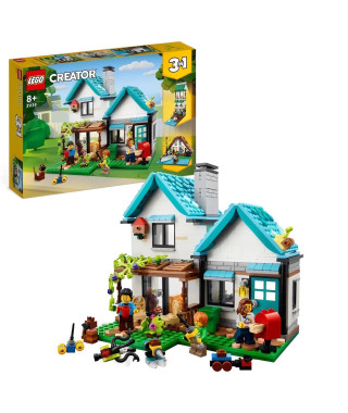 LEGO Creator 3-en-1 31139 La Maison Accueillante, Maquette avec 3 Maisons Différentes, et Figurines