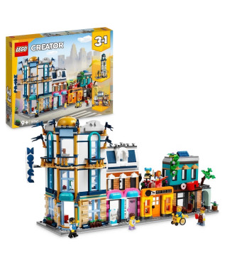 LEGO Creator 31141 La Grand-rue, Jouet de Construction avec Gratte-Ciel et Rue de Marché, Idée Cadeau