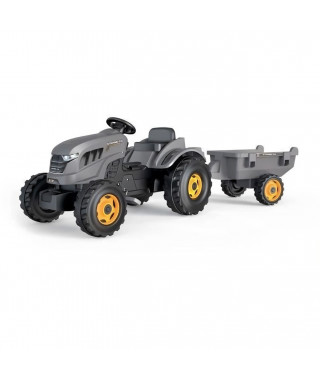 SMOBY Tracteur a pédales Stronger XXL + Remorque - Gris