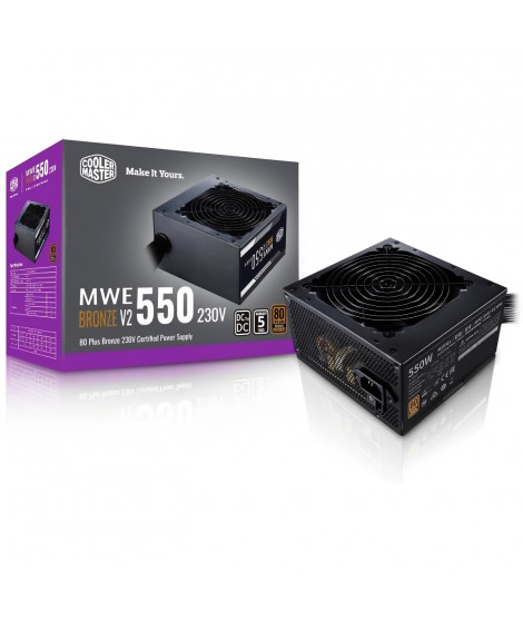 COOLER MASTER MWE Bronze  550W V2  - Alimentation 550W - 230V (Certifiée 80 Plus Bronze Garantie 5 ans) Câbles plats noir